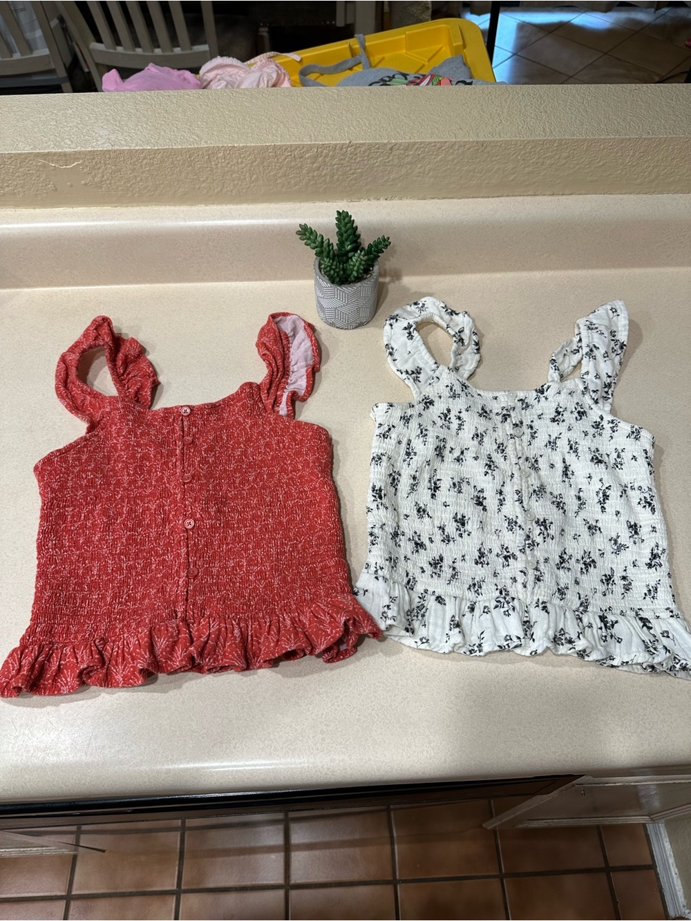 Girls' sz Lg 14 Smocked Ruffle Tank Tops